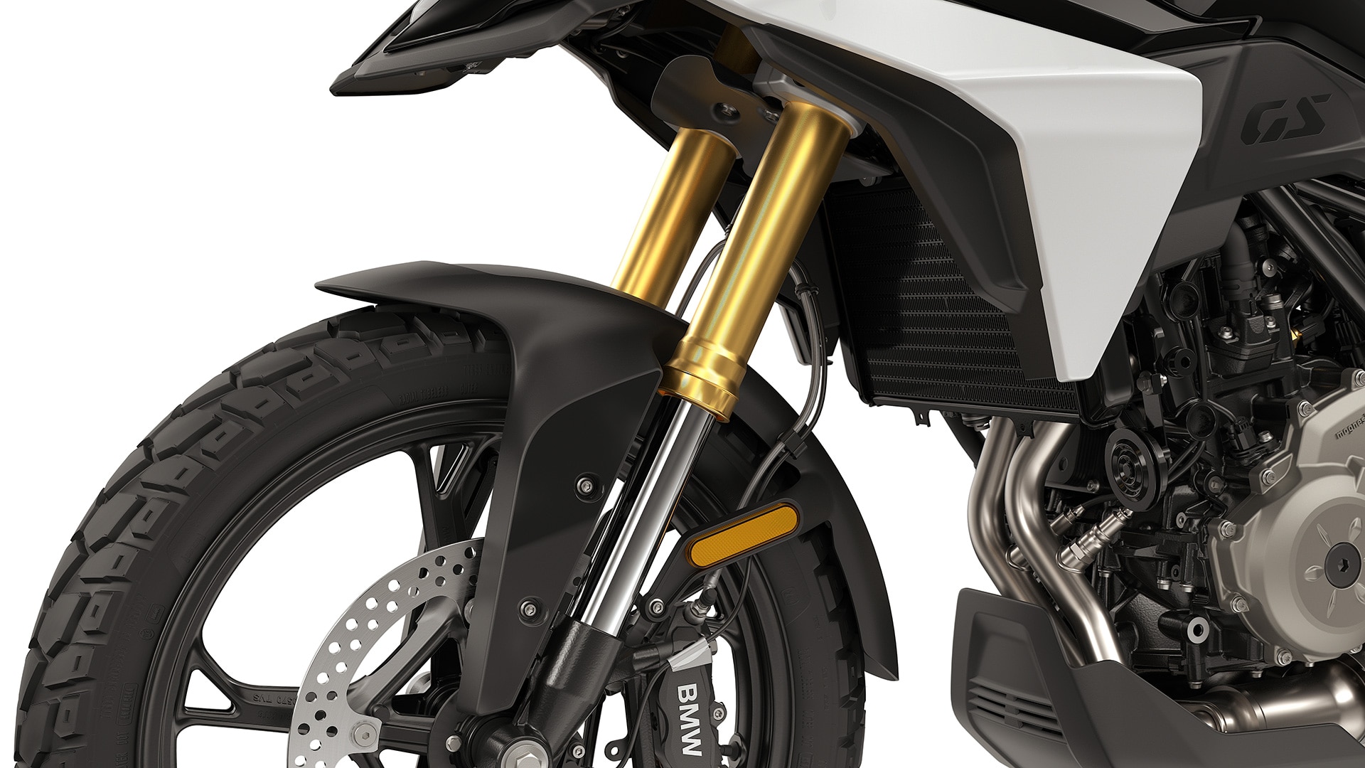 Die 43 mm goldeloxierte Upside-Down-Gabel der F 450 GS von BMW Motorrad