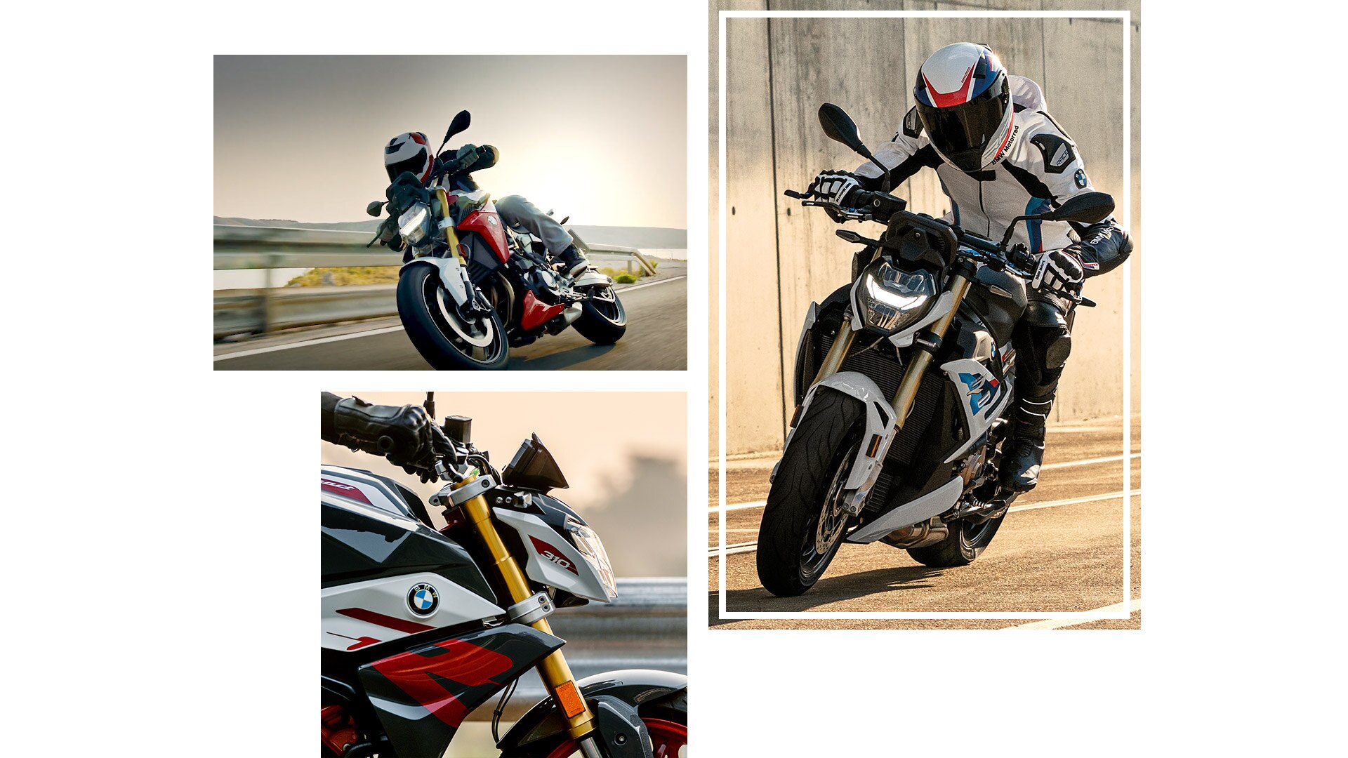 Collage der BMW Motorrad Roadster Modelle.