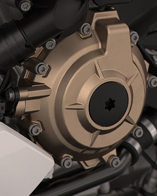 Wir sehen den Motor der S 1000 R im Detail.