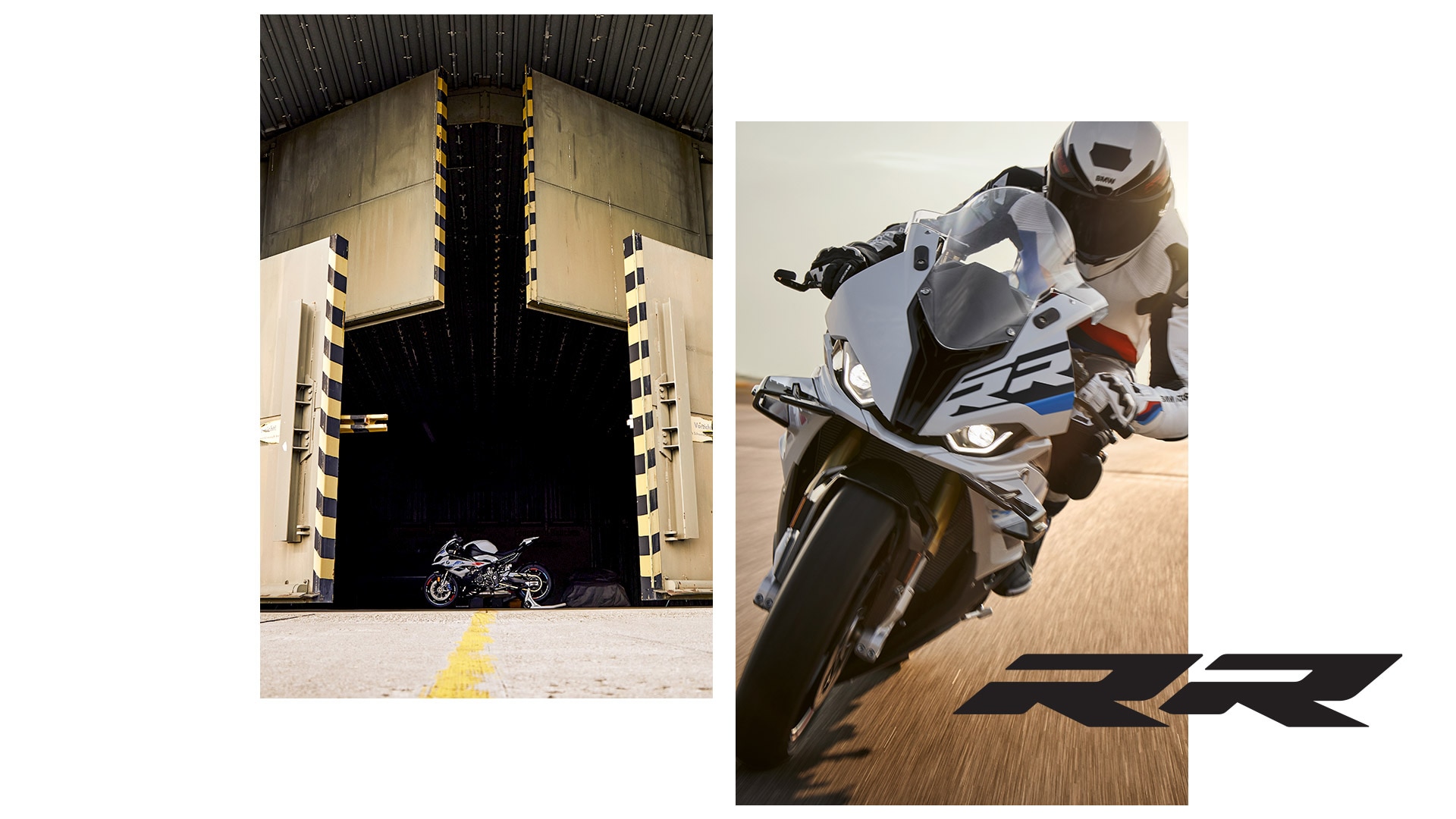 Collage der BMW S 1000 RR mit integriertem RR Schriftzug
