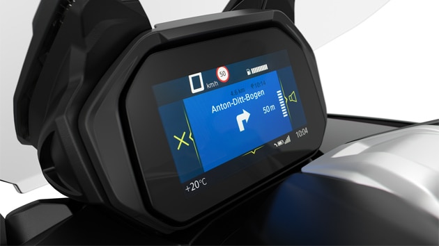 Wir sehen das TFT-Display mit BMW Motorrad Connectivity.